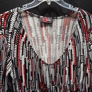 Cherry Krave Y2K Geometric Dot Print V-Neck Long Sleeve Top SZ/VTG L Cyber Retro